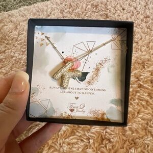 “K” initial necklace, gold